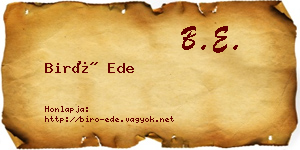 Biró Ede névjegykártya